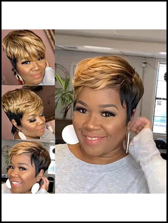 Pixie Cut Wig with Bangs Heat Resistant Synthetic Full Head